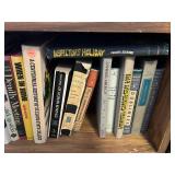 Wooden Bookcase with Assorted Vintage Hardcover & Paperback Books