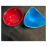 Reed & Barton 241 Enamel Bowls - 2-Piece Set, Red & Blue