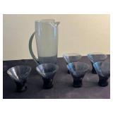 Blue Gradient Glass Pitcher with Six Goblets