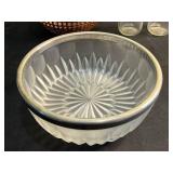 Gillet 1852 Glassware Set - Diamond-Cut Crystal Bowl, 3 Glass Carafes, Wicker Basket, Wood Duo Bowl