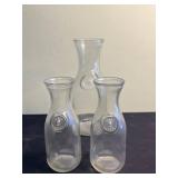 Gillet 1852 Glassware Set - Diamond-Cut Crystal Bowl, 3 Glass Carafes, Wicker Basket, Wood Duo Bowl