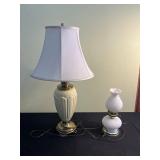 Vintage Table Lamps - Stiffel & Hobnail White Glass & Fluted Ceramic Base