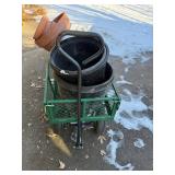 Grilla Carts Green Garden Wagon with 4 Wheels - Includes Orange Terracotta Pots & 2 Black Buckets