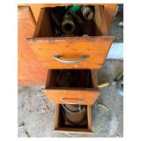 Assorted Plumbing Fittings & Hardware in Wooden 3-Drawer Cabinet - cabinet not inc