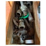 Assorted Plumbing Fittings & Hardware in Wooden 3-Drawer Cabinet - cabinet not inc