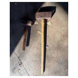 Two Sledge Hammers with Wooden Handles
