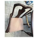 Dark Wood Dining Table Set with 6 Upholstered Chairs and Table Protectors