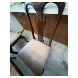 Dark Wood Dining Table Set with 6 Upholstered Chairs and Table Protectors