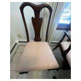 Dark Wood Dining Table Set with 6 Upholstered Chairs and Table Protectors