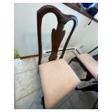 Dark Wood Dining Table Set with 6 Upholstered Chairs and Table Protectors