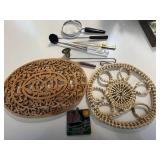 Craft Decor Collection - Cross-Stitch Frames, Crochet House Kleenex Cover, Windmill Scent Cover, Candle Centerpiece, Mini Chair