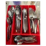 Flatware Set - Bone-Handled & Wood-Handle Silverware, Corkscrew & Glass Bowl