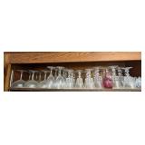 Crystal Stemware Assortment - Clear Wine Glasses & Crystal Lotus Candle Holder