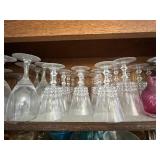 Crystal Stemware Assortment - Clear Wine Glasses & Crystal Lotus Candle Holder
