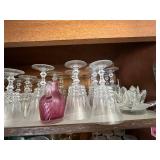 Crystal Stemware Assortment - Clear Wine Glasses & Crystal Lotus Candle Holder