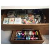 Contents of Kitchen Drawers With Greeting Cards & Ribbon Spools