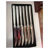 Lot of Steak Knife Sets Inc Mode Danish 8-Piece Steak Knife Set in Wood Box