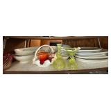 Fenton Compotes & Noritake Japan Dinnerware Set - Assorted Plates, Bowls & Cups with Floral Gold Trim