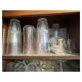 Assorted Glassware - Clear Drinking Glasses & Stemware in Cabinet