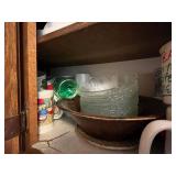 Mugs & Glassware in Wooden Kitchen Cabinet - Assorted Collection