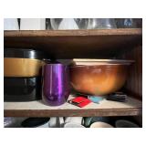 Mugs & Glassware in Wooden Kitchen Cabinet - Assorted Collection