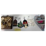 Seashell Display Plaque with Plastic Stained-Glass Ornaments and Crochet Decor