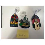 Seashell Display Plaque with Plastic Stained-Glass Ornaments and Crochet Decor