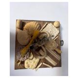 Seashell Display Plaque with Plastic Stained-Glass Ornaments and Crochet Decor