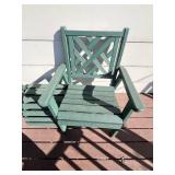 Patio Chairs - 2-Pack, Green Slatted Back w Footrest
