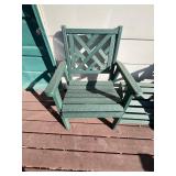 Patio Chairs - 2-Pack, Green Slatted Back w Footrest