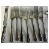 VTG Italian "Pierre the Sommelier" Silverplated Corkscrew, Silverplated Art Deco Vase & Antique Silverplate Flatware Set with Carving Knives