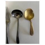 VTG Italian "Pierre the Sommelier" Silverplated Corkscrew, Silverplated Art Deco Vase & Antique Silverplate Flatware Set with Carving Knives