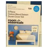 Room Essentials - Cotton Blend Sateen Duvet Cover and Sham Set Ivory/Light
