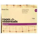 Room Essentials - Queen Microfiber Sheet Set Pink Grid