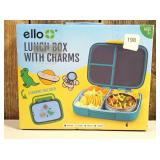 ello Lunch Box with 3 Charms Ice Pack , with Yellow Handle Dishwasher Safe