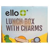 ello Lunch Box with 3 Charms Ice Pack , with Yellow Handle Dishwasher Safe