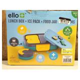 ello Lunch Box with 3 Charms Ice Pack , with Yellow Handle Dishwasher Safe