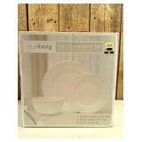 True Living Dinnerware Set, White, 12 pcs