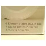 True Living Dinnerware Set, White, 12 pcs