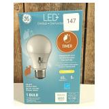 GE LED Timer Soft White A19 Light Bulb