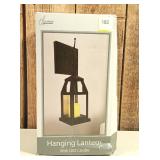 Hanging Lantern with LED Candle Black Metal Indoor Outdoor Wall Decor