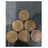 Indian Head Cents 1900-1905 - 6 United States One Cent Copper Coins