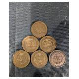 Indian Head Cents 1900-1905 - 6 United States One Cent Copper Coins