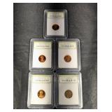 Lincoln Cent Slab Collection: 2002-S, 2007-S, 1960-P UNC, 1976-S, SF Wheat Cent