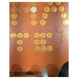 Antique Wooden Penny Coin Board Display - 1922-1971 Markings