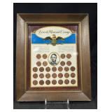 Framed Lincoln Memorial Coinage Display Poster with 1909-1958 Lincoln Cents Collection