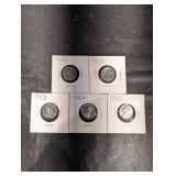 Steel 1943-D Wheat Cents (Lot of 5)