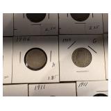 V Nickel Coins - Assorted Years Collection 1891-1912