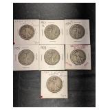 Walking Liberty Half Dollars - Assorted Years (Lot of 7)