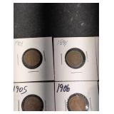 Indian Head Cent Set - 22 Assorted Dates (1860s-1909) in 2x2 Holders